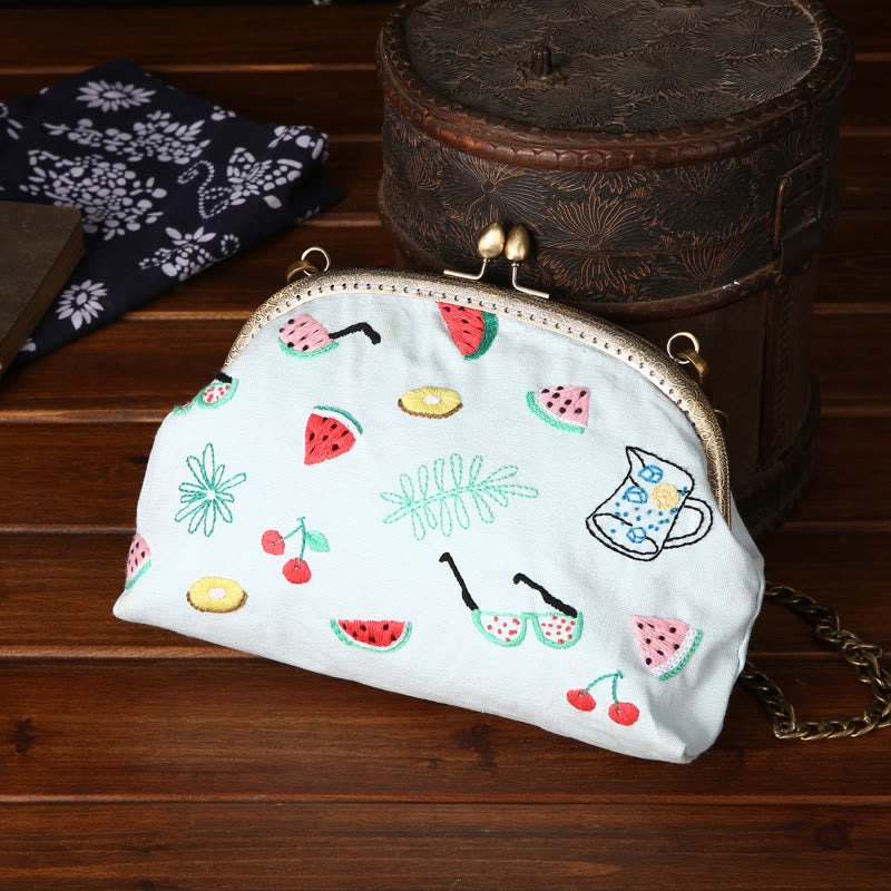 Handmade Lock Coin Purse Kit  | Fruit Series Bag | Nice Gifts For Mom - Watermelon-light blue - image 3