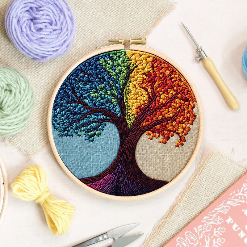  Rainbow Tree Punch Needle  Kit - Easy Child Handicraft | Nice Hanging Decor - image 1