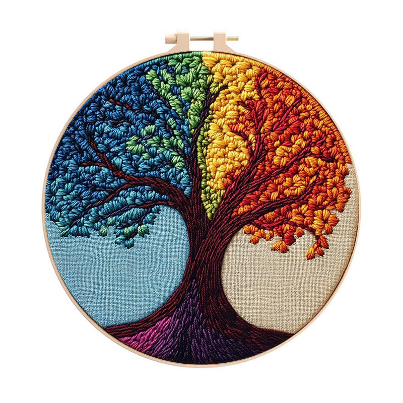  Rainbow Tree Punch Needle  Kit - Easy Child Handicraft | Nice Hanging Decor - 20cm*20cm - image 0