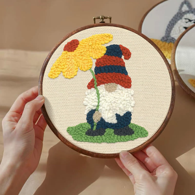 Holiday Floral Gnome  Punch Needle  Kit - Diy Tufted Decor | Beginner Needlecraft Set - image 4