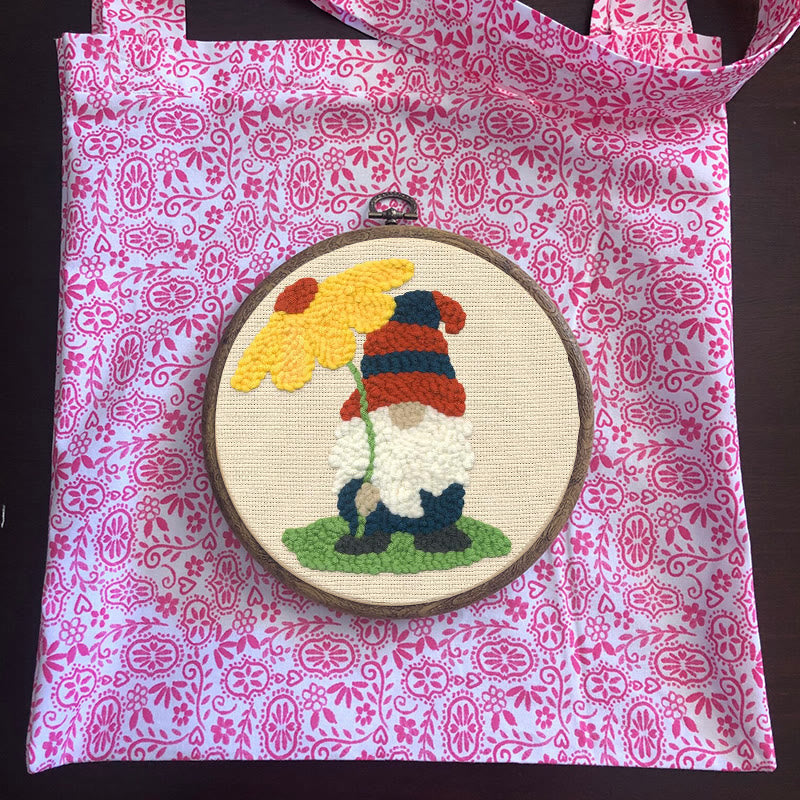 Holiday Floral Gnome  Punch Needle  Kit - Diy Tufted Decor | Beginner Needlecraft Set - image 9