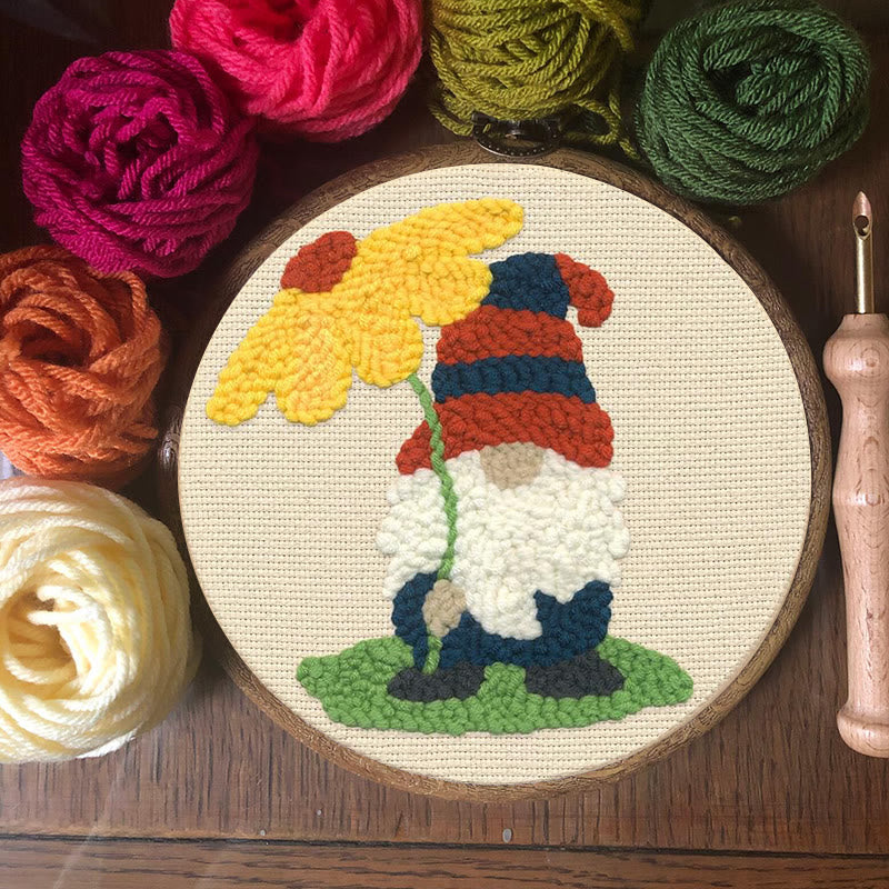 Holiday Floral Gnome  Punch Needle  Kit - Diy Tufted Decor | Beginner Needlecraft Set - image 6