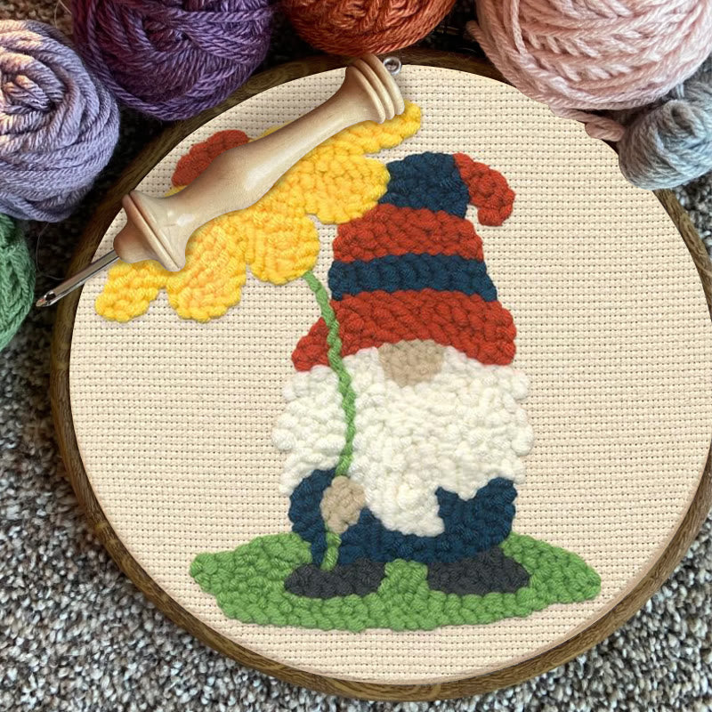 Holiday Floral Gnome  Punch Needle  Kit - Diy Tufted Decor | Beginner Needlecraft Set - image 8