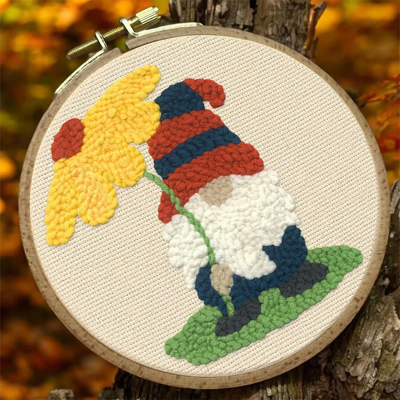 Holiday Floral Gnome  Punch Needle  Kit - Diy Tufted Decor | Beginner Needlecraft Set - image 5