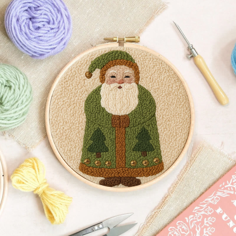 Santa Claus Punch Needle  Kit - Christmas Handmade Craft | Perfect For Desk Ornament - image 1
