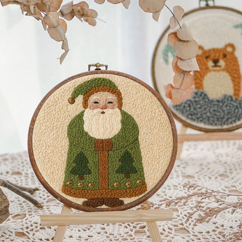 Santa Claus Punch Needle  Kit - Christmas Handmade Craft | Perfect For Desk Ornament - image 2