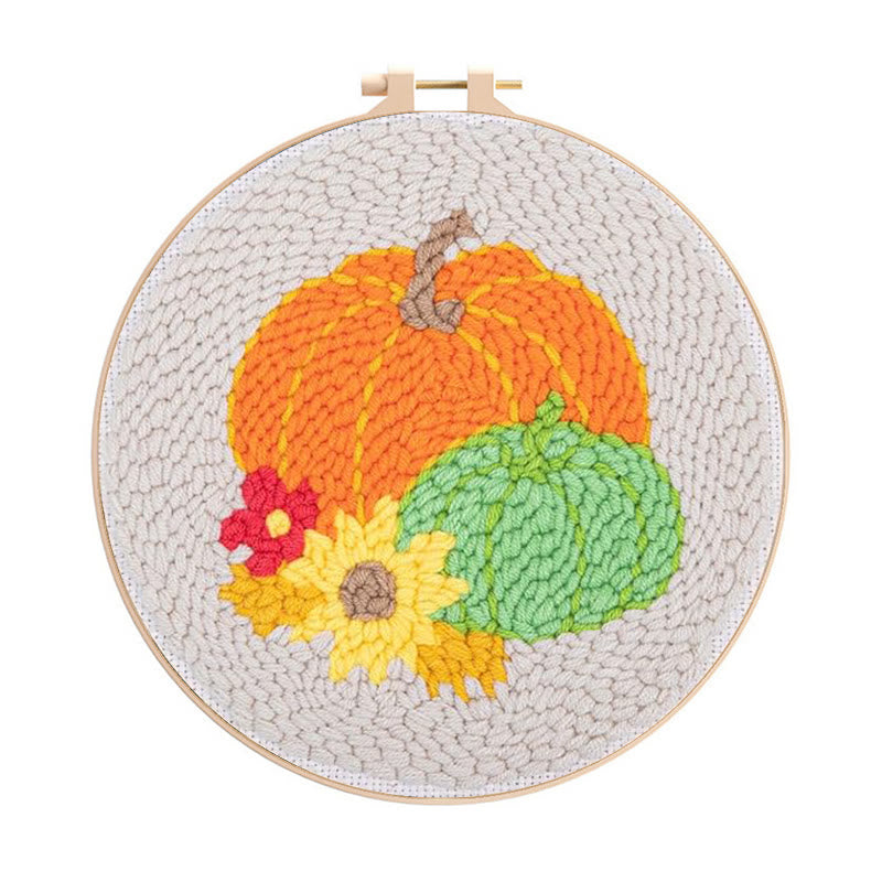Pumpkins  Punch Needle  Kit - Holiday Handmade Decoration | Beginner-friendly Craft - 20cm*20cm - image 0