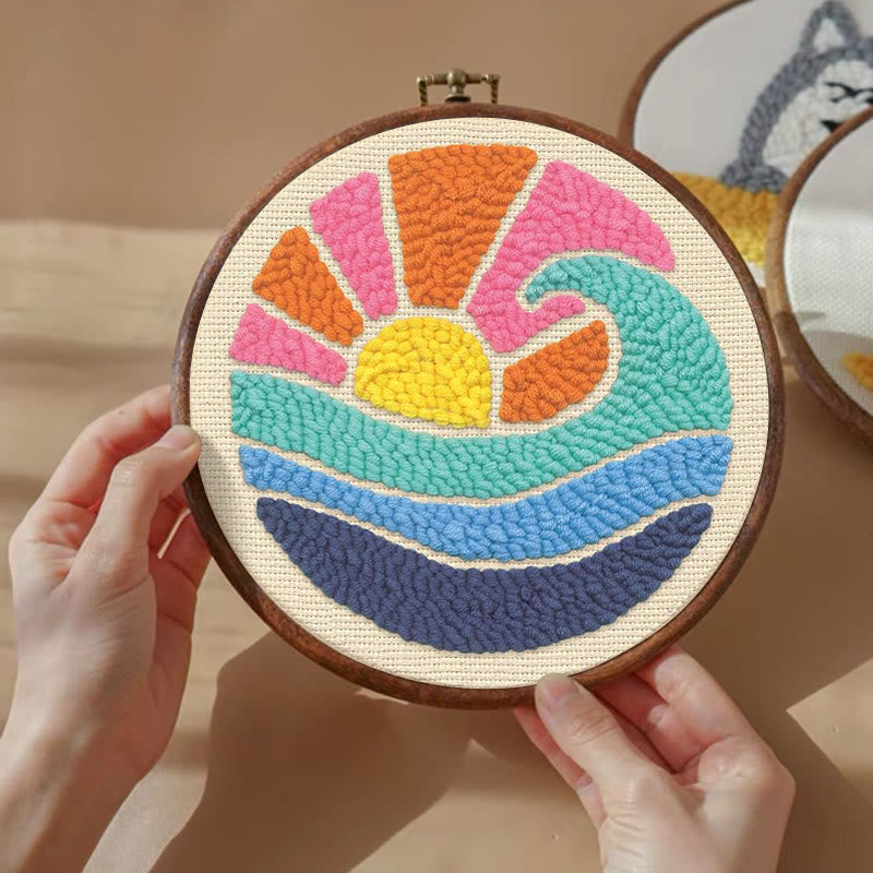 Colourful Waves Punch Needle  Kit - Starter Sewing Set | Nice Handicraft For Kids - image 3