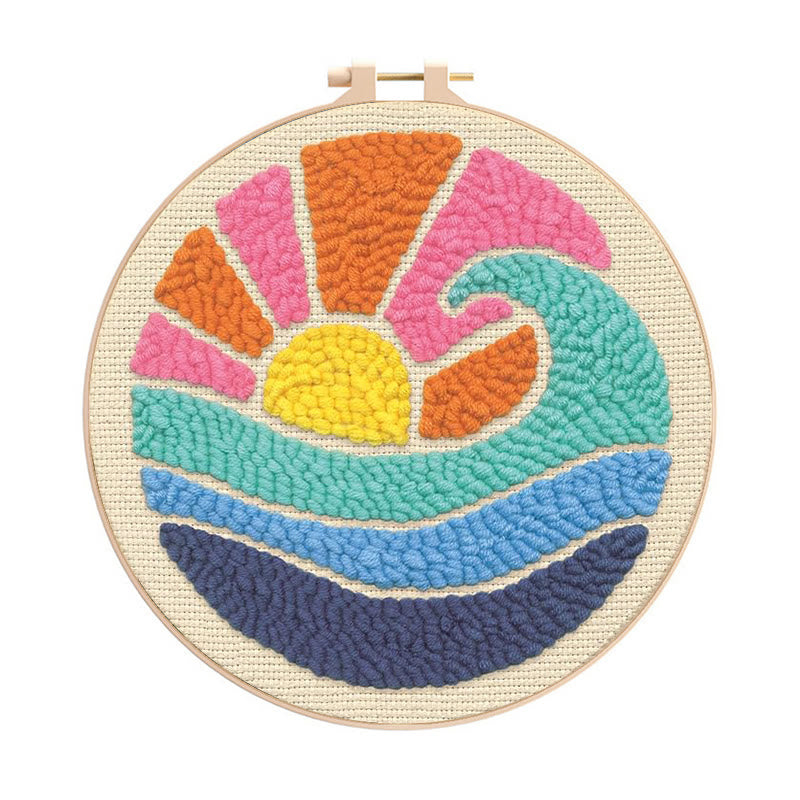Colourful Waves Punch Needle  Kit - Starter Sewing Set | Nice Handicraft For Kids - 20cm*20cm - image 0