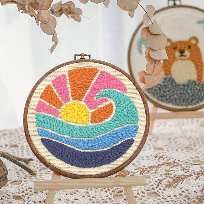 Colourful Waves Punch Needle  Kit - Starter Sewing Set | Nice Handicraft For Kids - image 2