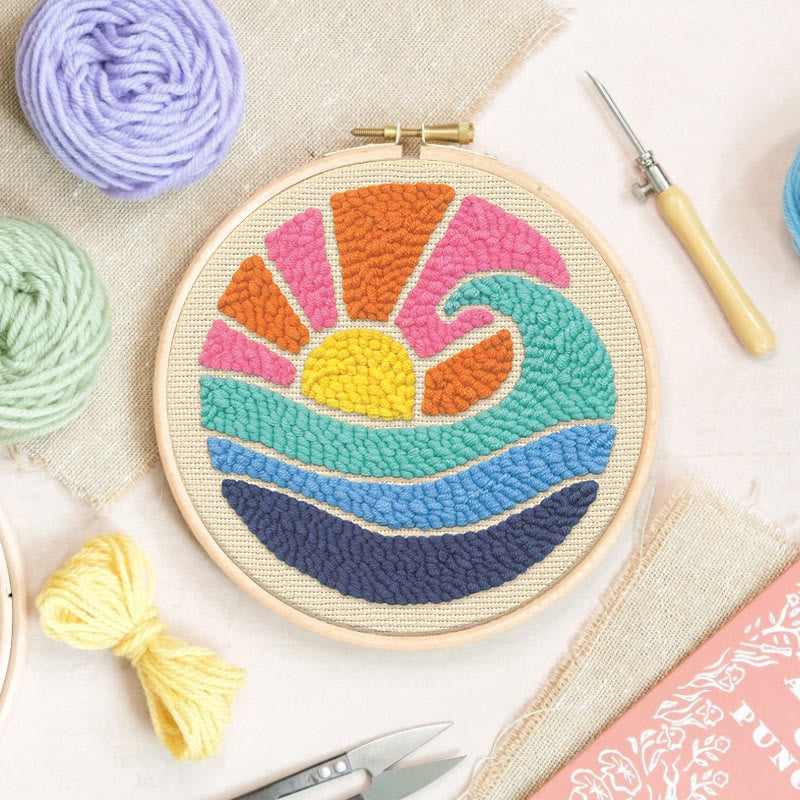 Colourful Waves Punch Needle  Kit - Starter Sewing Set | Nice Handicraft For Kids - image 1