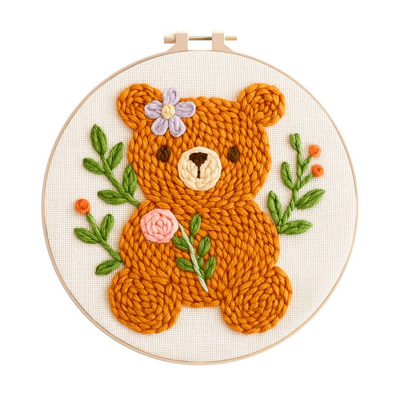 Little Bear Punch Needle  Kit - Lovely Animal Needlework | Gifts For Firends - 20cm*20cm - image 0