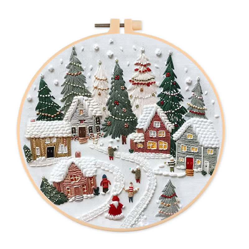 🎅Rubbyoo Christmas Embroidery Kit - Embroidery Hoop Art| Christmas Bauble Ornaments - Holiday Village - image 13
