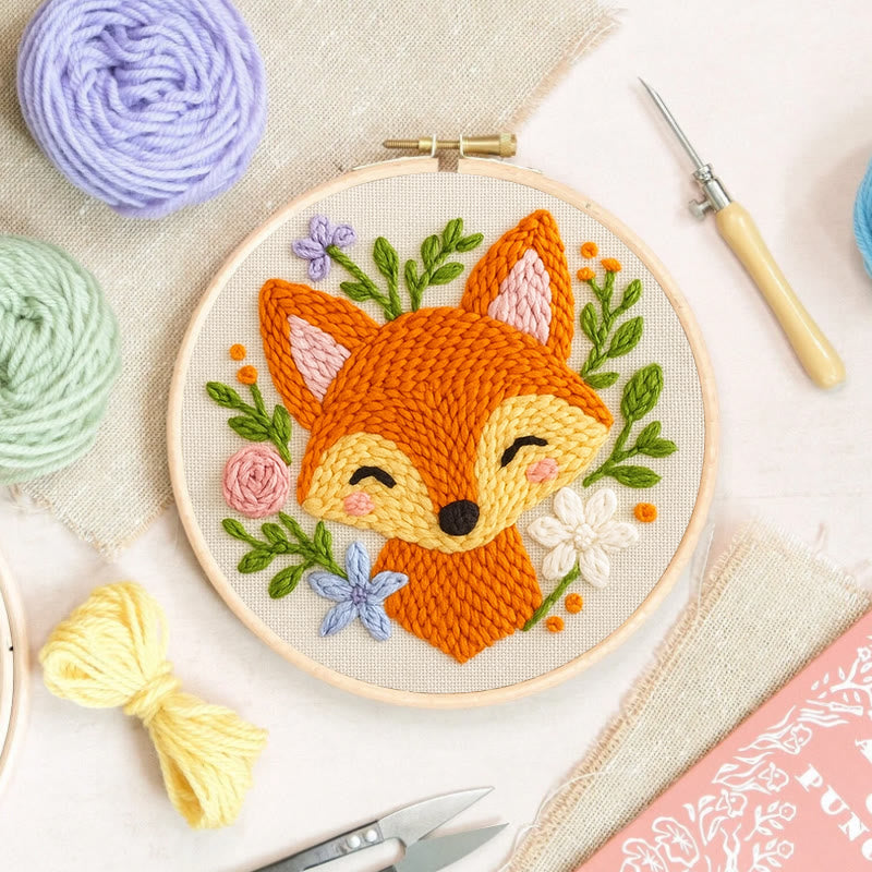  Smiling Fox Punch Needle  Kit - Cute Animal Artwork | Nice Diy Gifts - image 5