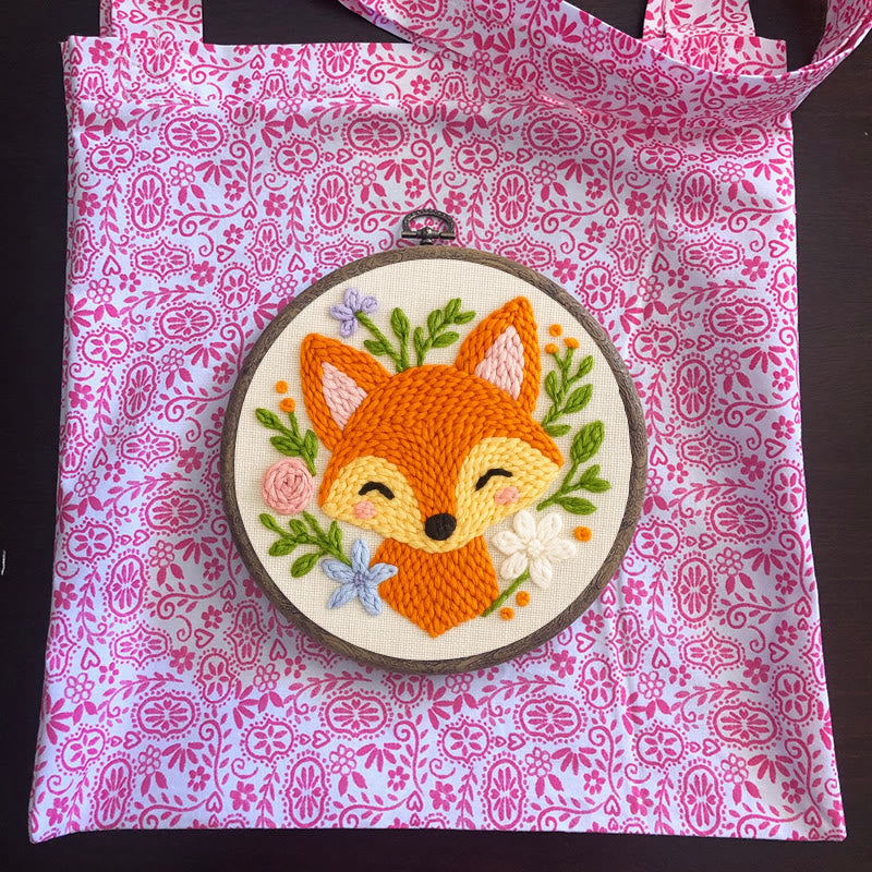  Smiling Fox Punch Needle  Kit - Cute Animal Artwork | Nice Diy Gifts - image 9