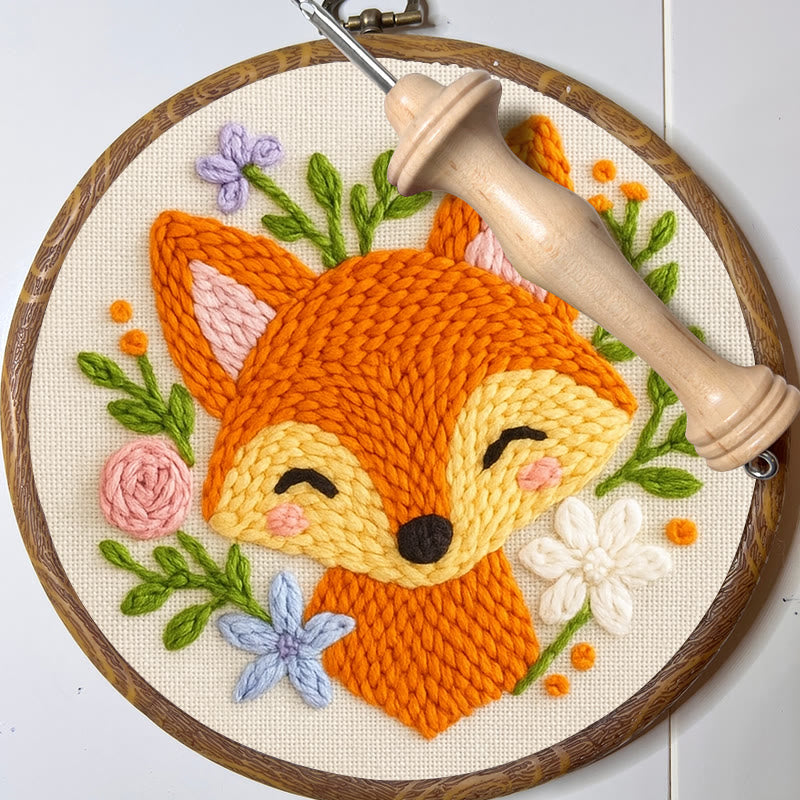  Smiling Fox Punch Needle  Kit - Cute Animal Artwork | Nice Diy Gifts - image 7