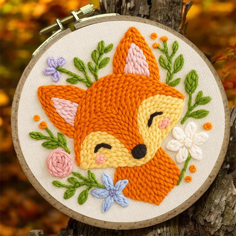  Smiling Fox Punch Needle  Kit - Cute Animal Artwork | Nice Diy Gifts - image 2