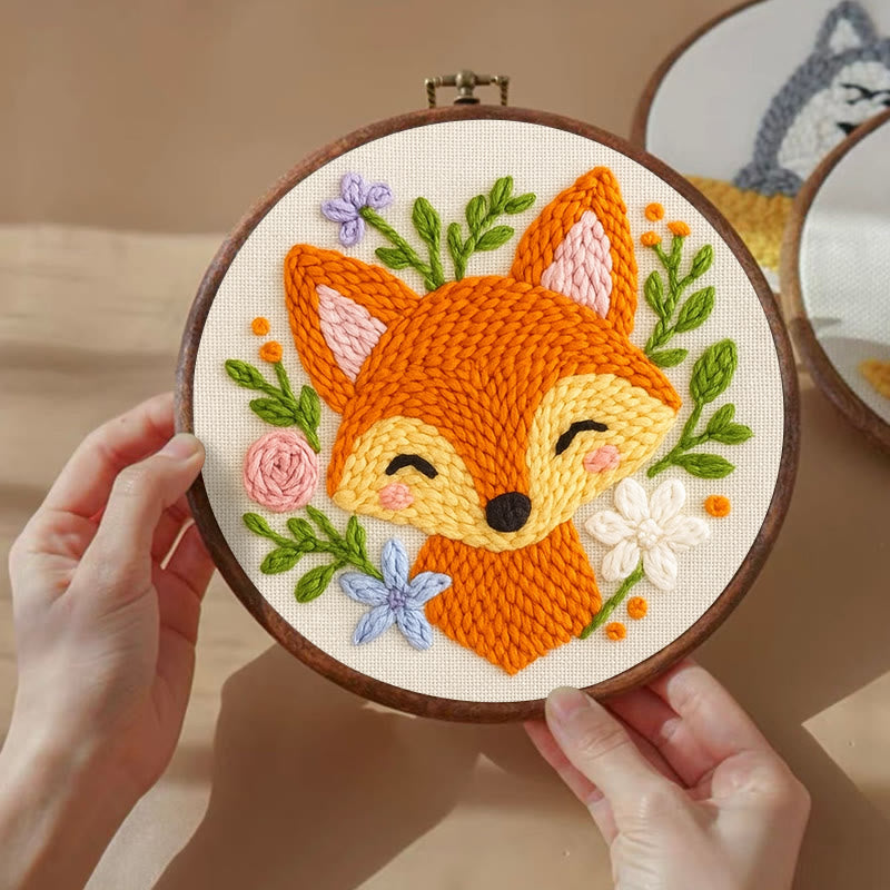  Smiling Fox Punch Needle  Kit - Cute Animal Artwork | Nice Diy Gifts - image 8