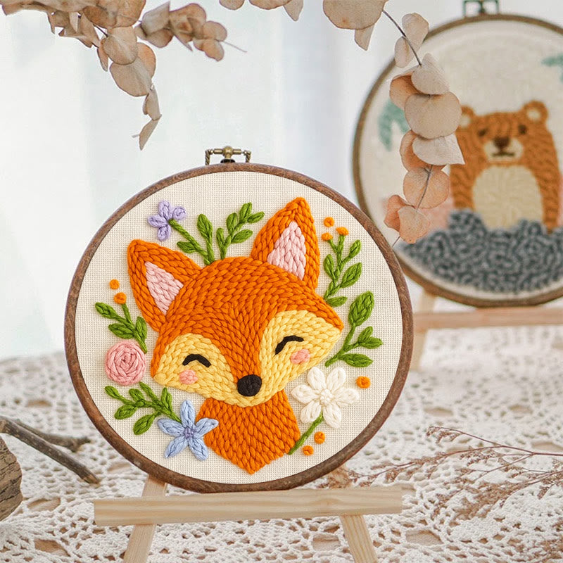  Smiling Fox Punch Needle  Kit - Cute Animal Artwork | Nice Diy Gifts - image 4