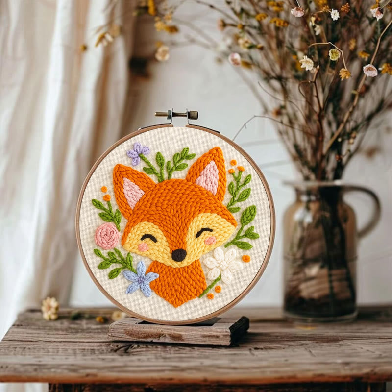  Smiling Fox Punch Needle  Kit - Cute Animal Artwork | Nice Diy Gifts - image 6