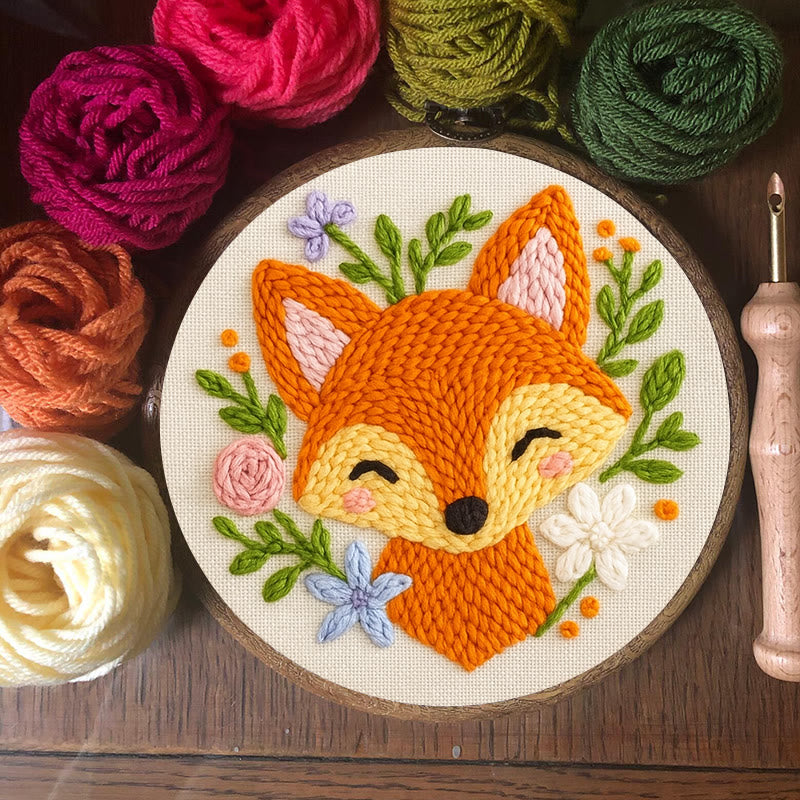  Smiling Fox Punch Needle  Kit - Cute Animal Artwork | Nice Diy Gifts - image 3