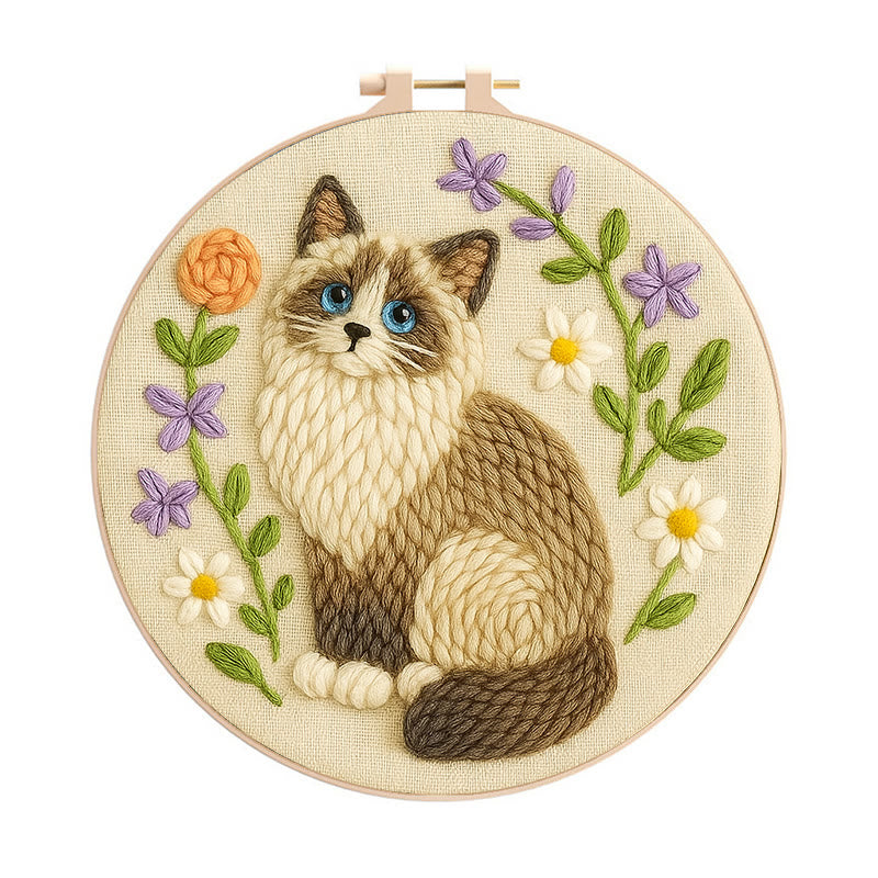 Beautiful Ragdoll Cat Punch Needle  Kit - Gifts For Cat Lovers | Diy Home Decoration - 20cm*20cm - image 0