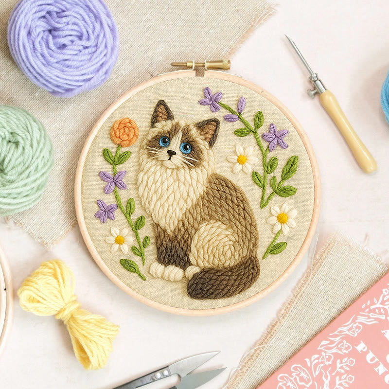 Beautiful Ragdoll Cat Punch Needle  Kit - Gifts For Cat Lovers | Diy Home Decoration - image 2