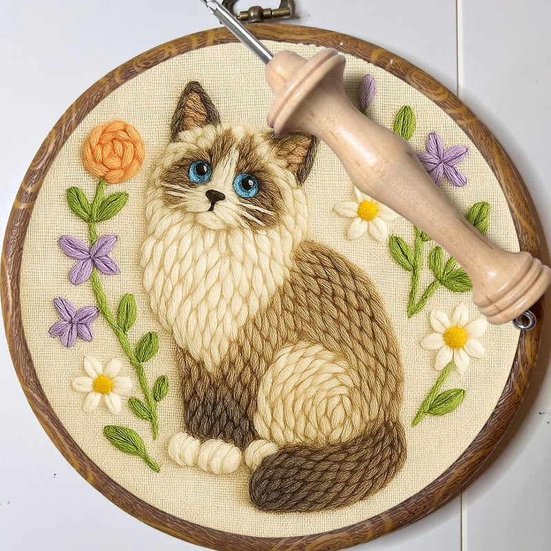 Beautiful Ragdoll Cat Punch Needle  Kit - Gifts For Cat Lovers | Diy Home Decoration - image 3
