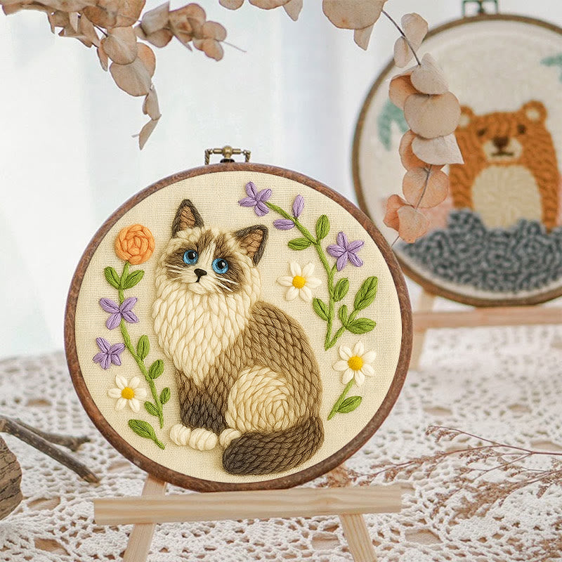 Beautiful Ragdoll Cat Punch Needle  Kit - Gifts For Cat Lovers | Diy Home Decoration - image 7