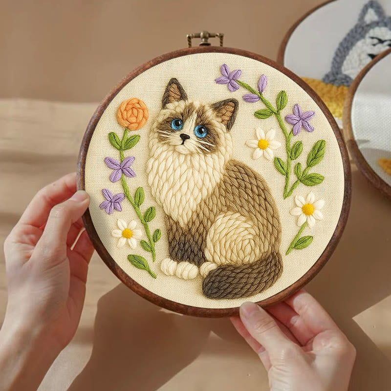 Beautiful Ragdoll Cat Punch Needle  Kit - Gifts For Cat Lovers | Diy Home Decoration - image 5