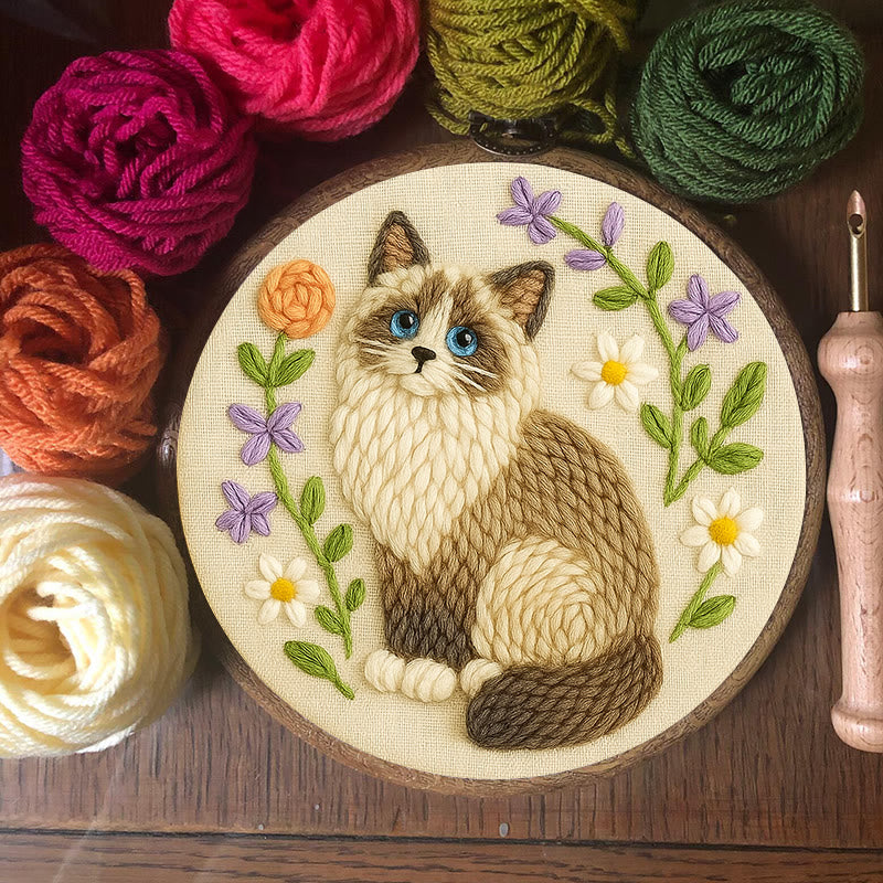 Beautiful Ragdoll Cat Punch Needle  Kit - Gifts For Cat Lovers | Diy Home Decoration - image 4