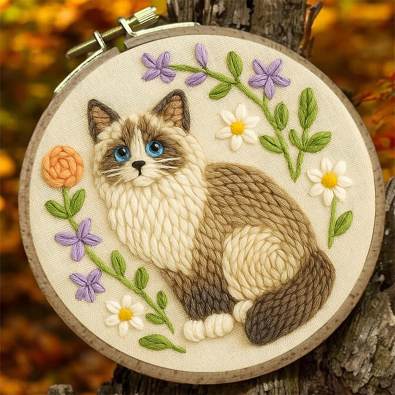 Beautiful Ragdoll Cat Punch Needle  Kit - Gifts For Cat Lovers | Diy Home Decoration - image 1