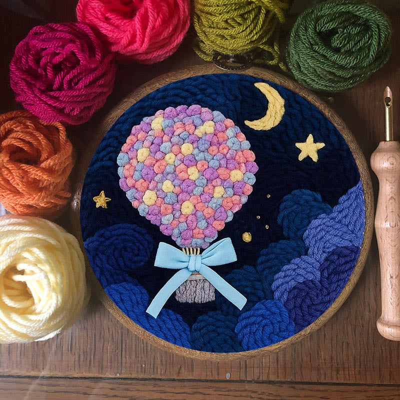 Fantasy Hot Air Balloon Punch Needle  Kit - Unique Needle Artwork | Nice For Crafters - image 1