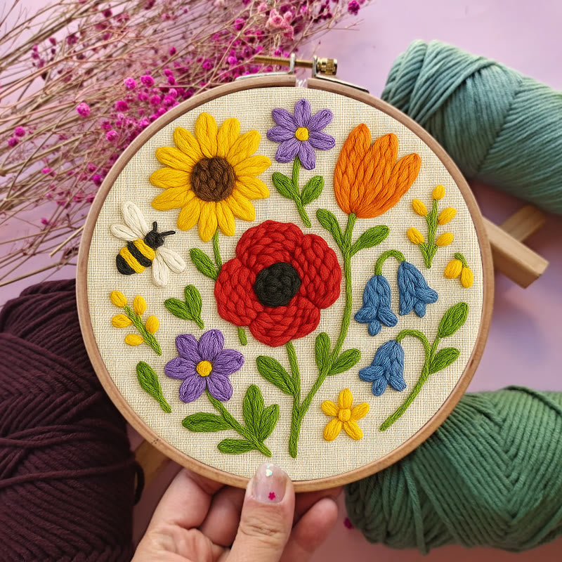 Charming Flowers Punch Needle  Kit - Beautiful Hanging Decoration | Floral Handmade Needlework - image 6