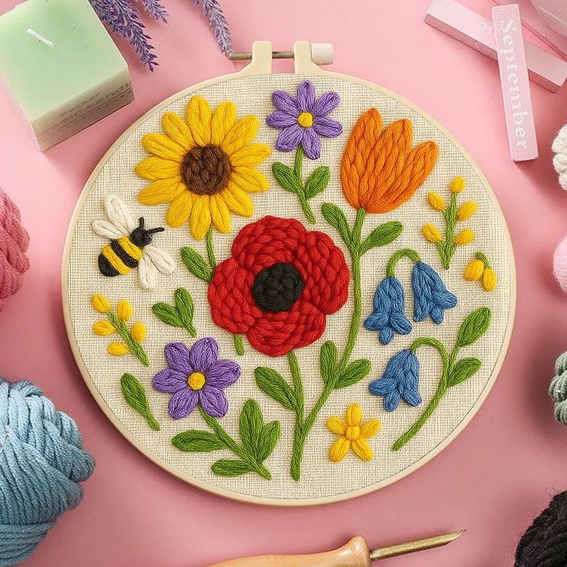 Charming Flowers Punch Needle  Kit - Beautiful Hanging Decoration | Floral Handmade Needlework - image 3