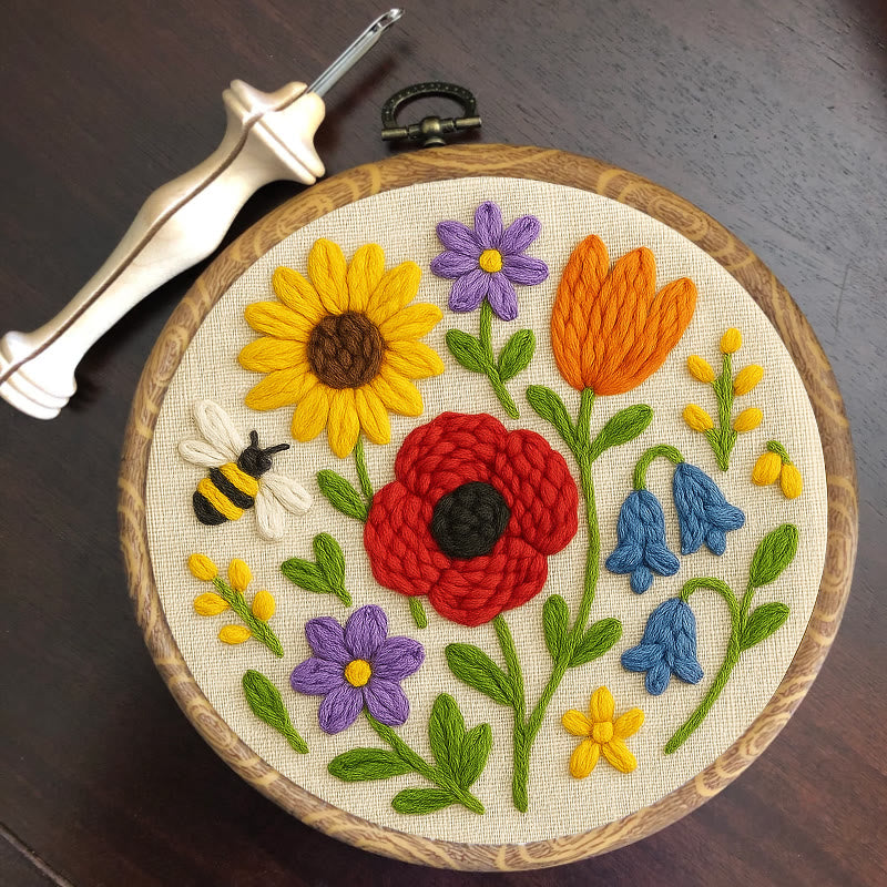 Charming Flowers Punch Needle  Kit - Beautiful Hanging Decoration | Floral Handmade Needlework - image 8