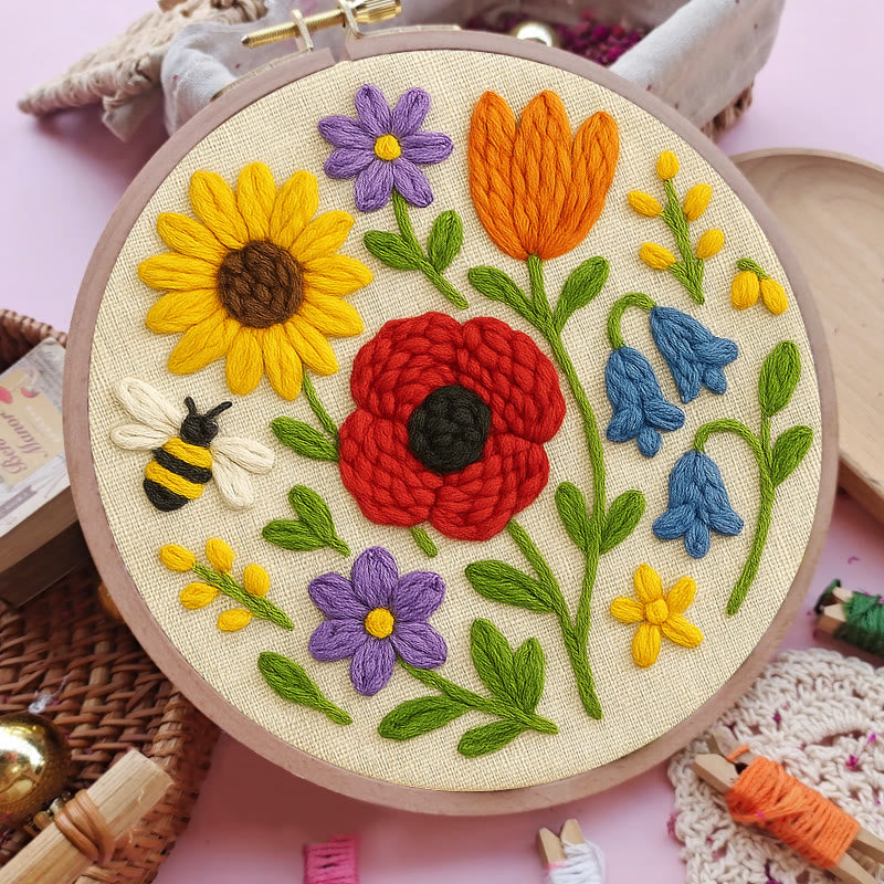 Charming Flowers Punch Needle  Kit - Beautiful Hanging Decoration | Floral Handmade Needlework - image 2