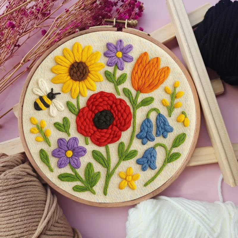 Charming Flowers Punch Needle  Kit - Beautiful Hanging Decoration | Floral Handmade Needlework - image 4