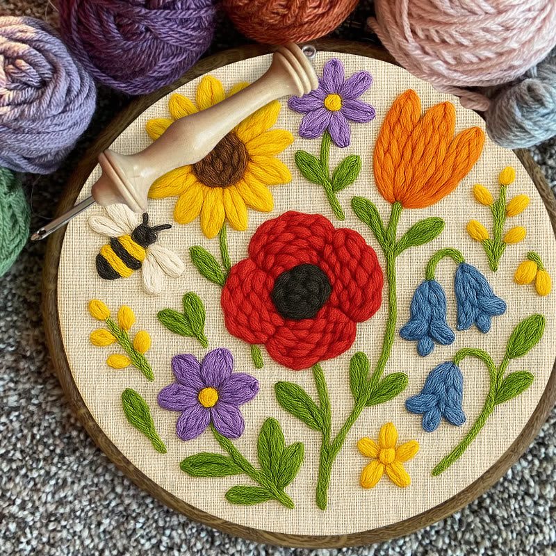 Charming Flowers Punch Needle  Kit - Beautiful Hanging Decoration | Floral Handmade Needlework - image 7