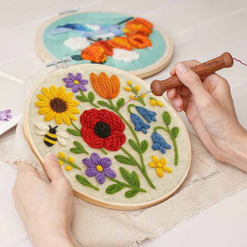 Charming Flowers Punch Needle  Kit - Beautiful Hanging Decoration | Floral Handmade Needlework - image 5