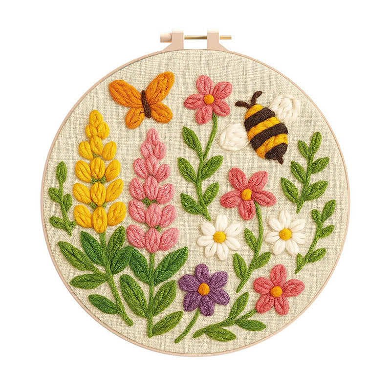 Wildflowers Punch Needle  Kit - Handmade Craft For Flower Lovers | Nice Room Decoration - 20cm*20cm - image 0