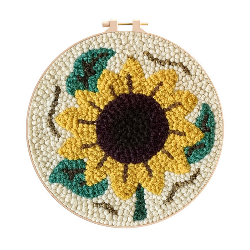  Sunflower Punch Needle  Kit - Flower Wall Hanging Art | Diy Needle Craft - 20cm*20cm - image 0