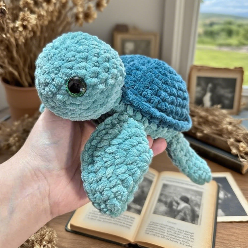 Diy Handmade Turtle Crochet Kit - Easy Crochet Toy |  Handmade Plush Doll Gifts - Blue - image 0