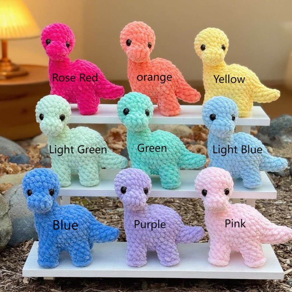 Diy Handmade Colorful Dinosaur Series Crochet Kit - Adorable Needle Craft | Fashion Accessories - Rose Red - image 5