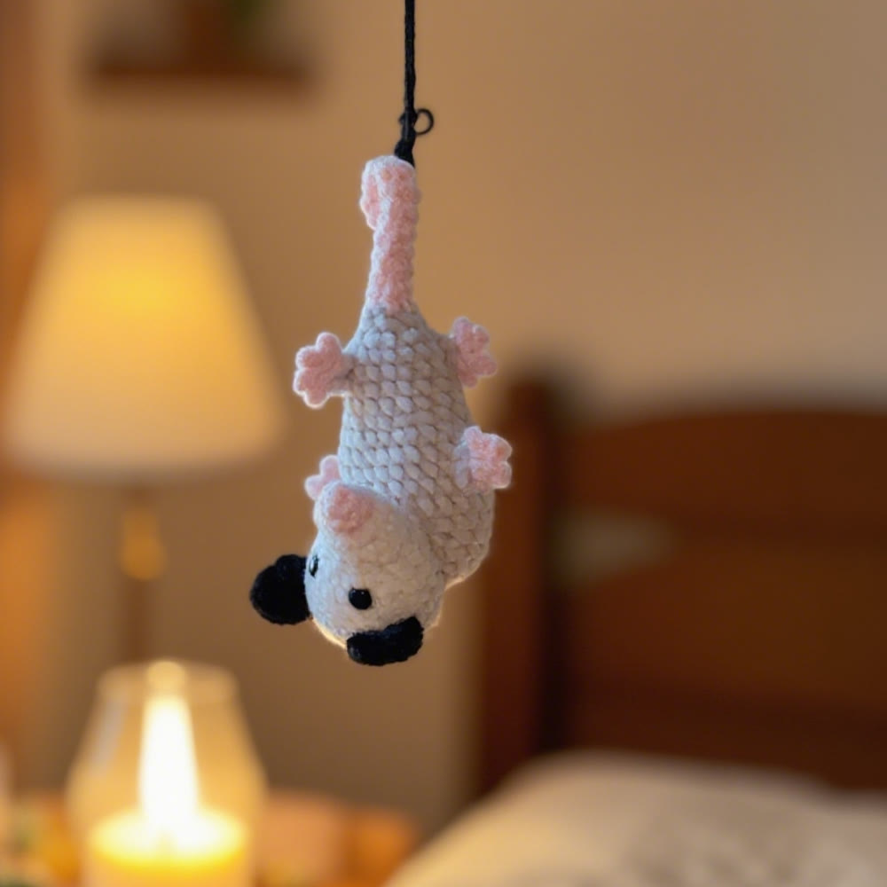 Diy Handmade Plush Opossum Crochet Kit - Car Mirror Hanging Accessory | Creative Crochet Doll  - image 2