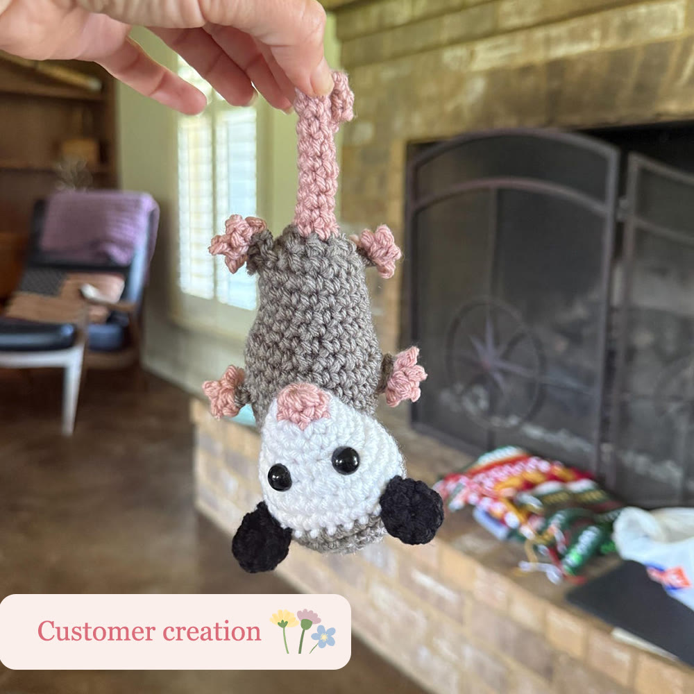 Diy Handmade Plush Opossum Crochet Kit - Car Mirror Hanging Accessory | Creative Crochet Doll  - image 5