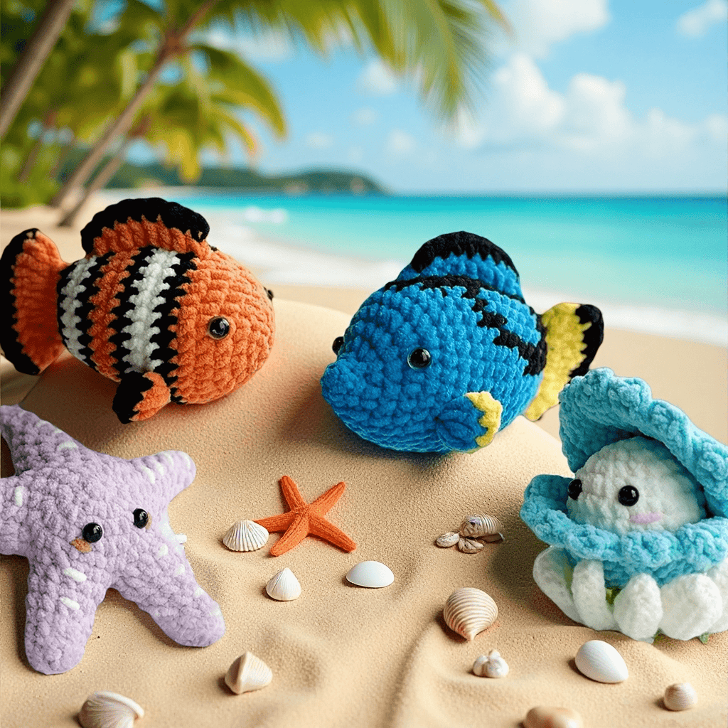 Diy Handmade Ocean World Series Crochet Kit - Cute Ocean Creatures Needlework  | Great Handicraft For Kids - Diy Handmade Ocean World Series Crochet Kit - image 0
