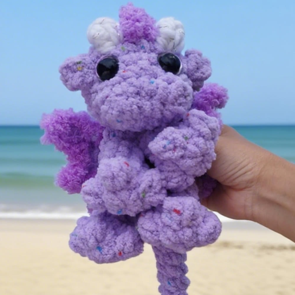 Diy Handmade Colourful Baby Dragon Crochet Kit - Plush Needlecraft For Kids | Nice Birthday Gifts  - Purple - image 2