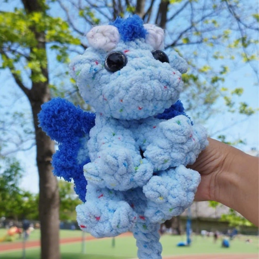 Diy Handmade Colourful Baby Dragon Crochet Kit - Plush Needlecraft For Kids | Nice Birthday Gifts  - Blue - image 4
