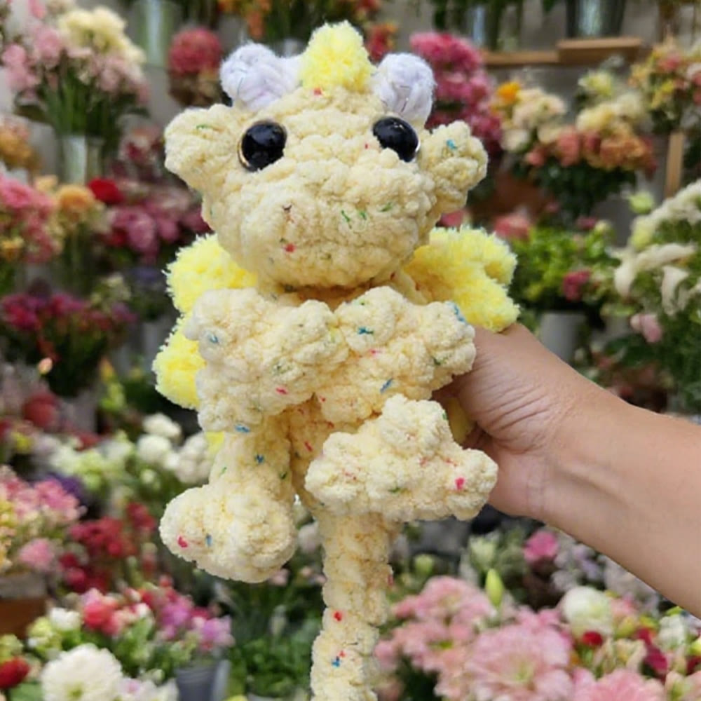 Diy Handmade Colourful Baby Dragon Crochet Kit - Plush Needlecraft For Kids | Nice Birthday Gifts  - Yellow - image 3